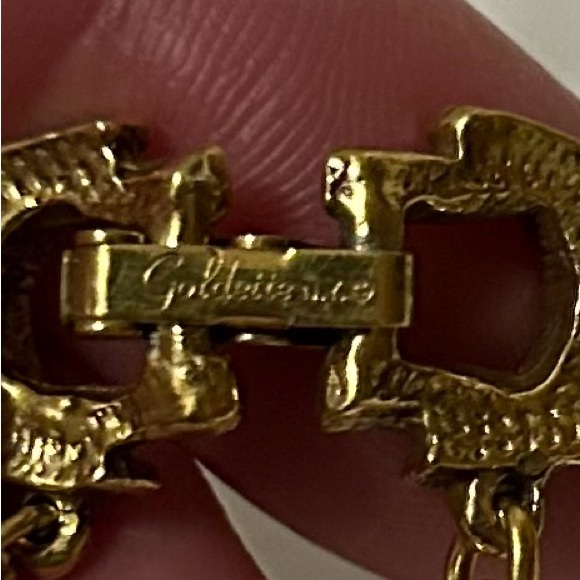 Vintage Goldette NY Victorian Revival Bracelet, Gold-tone, 7.5 In, Moons&Flowers - Picture 4 of 5